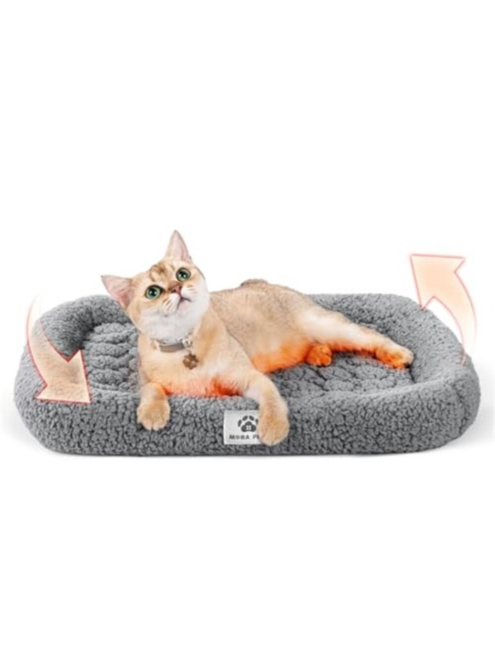 Self Warming Cat Bed Sherpa Thermal Pet Mat Washable Non Slip Bolster Small Cats
